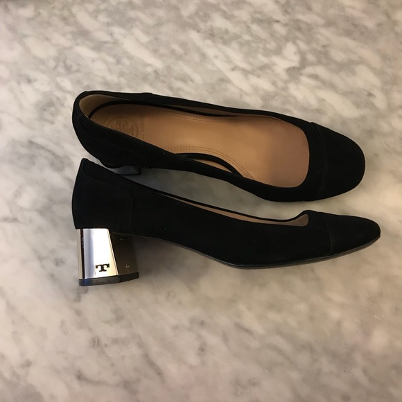 Tory Burch Shoes - Tory Burch Low Black Heel. With gold heel.